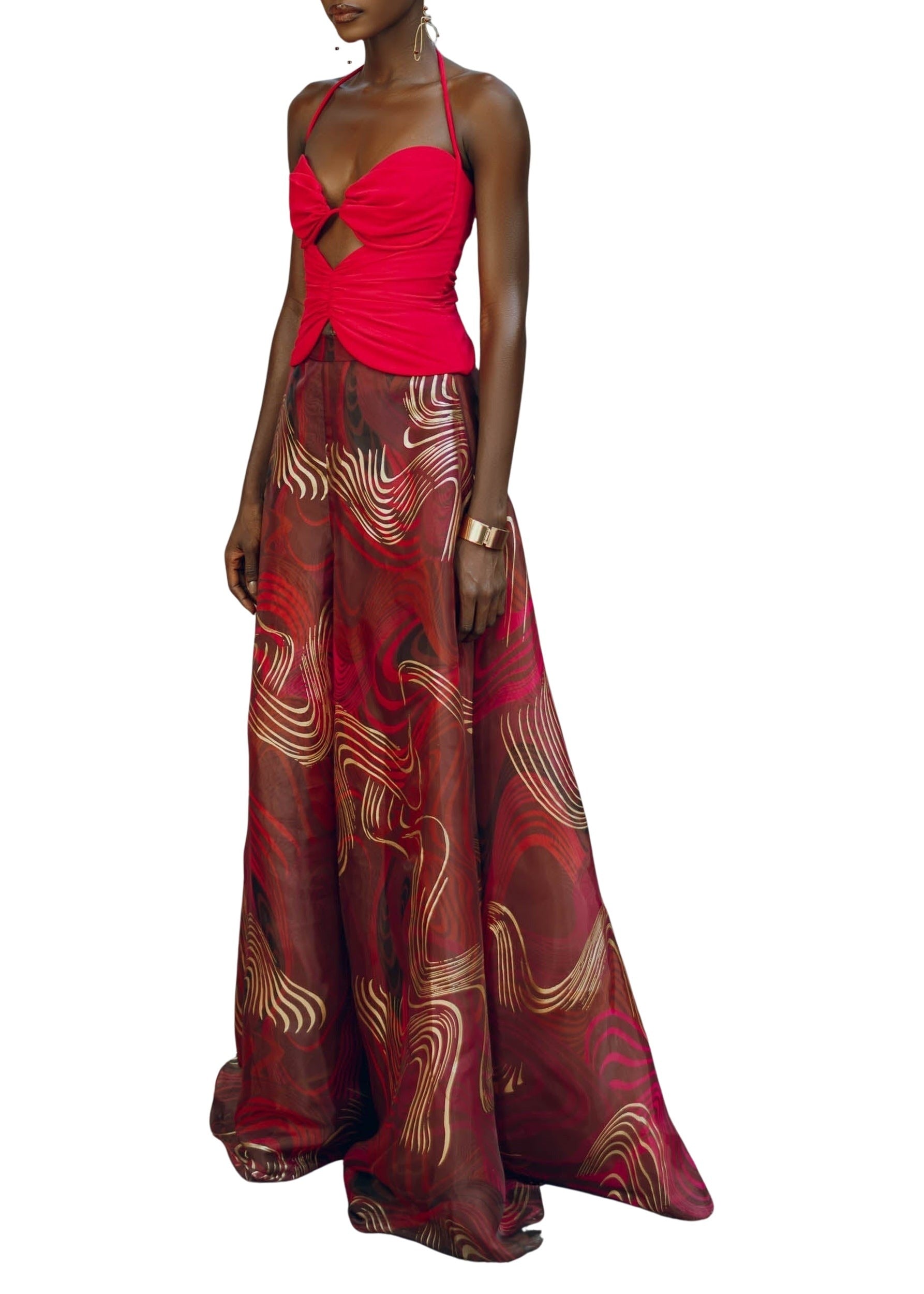 Arlo halter top with lace-up back - Raspberry