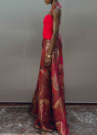 Arlo halter top with lace-up back - Raspberry