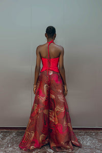 Arlo halter top with lace-up back - Raspberry