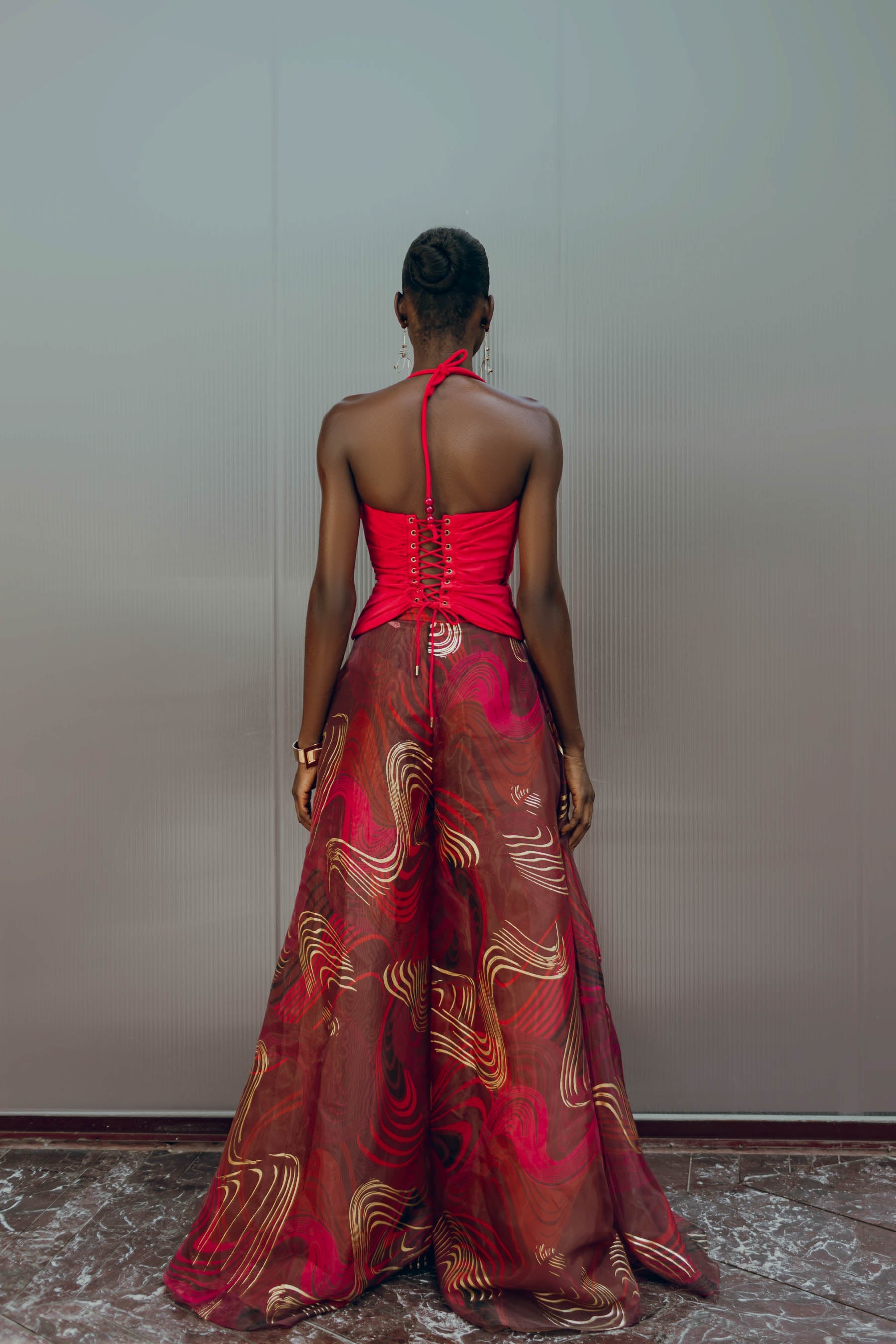 Arlo halter top with lace-up back - Raspberry