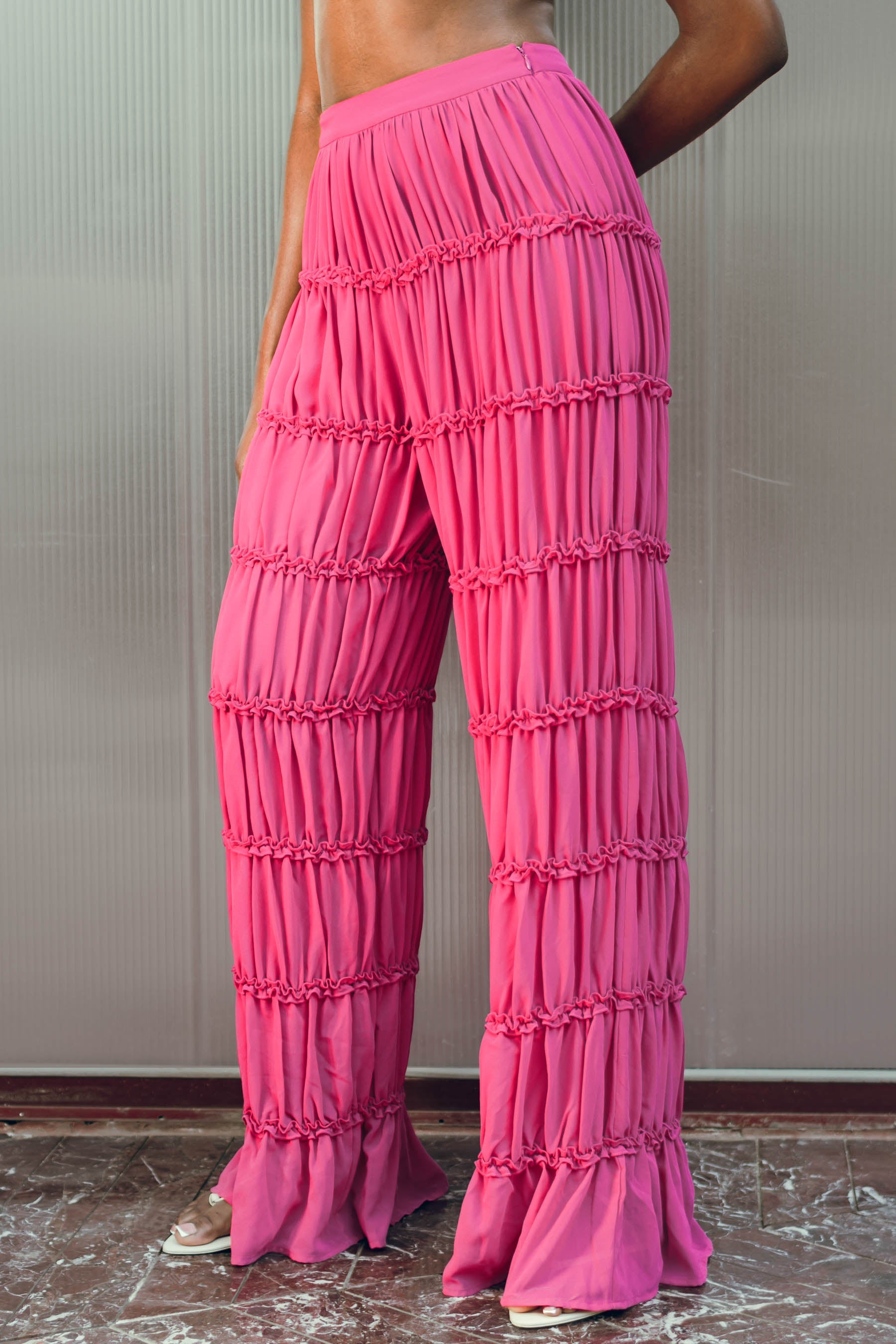 Sina ruched trousers - Magenta