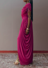 Katu draped and gathered mesh maxi dress - Plum