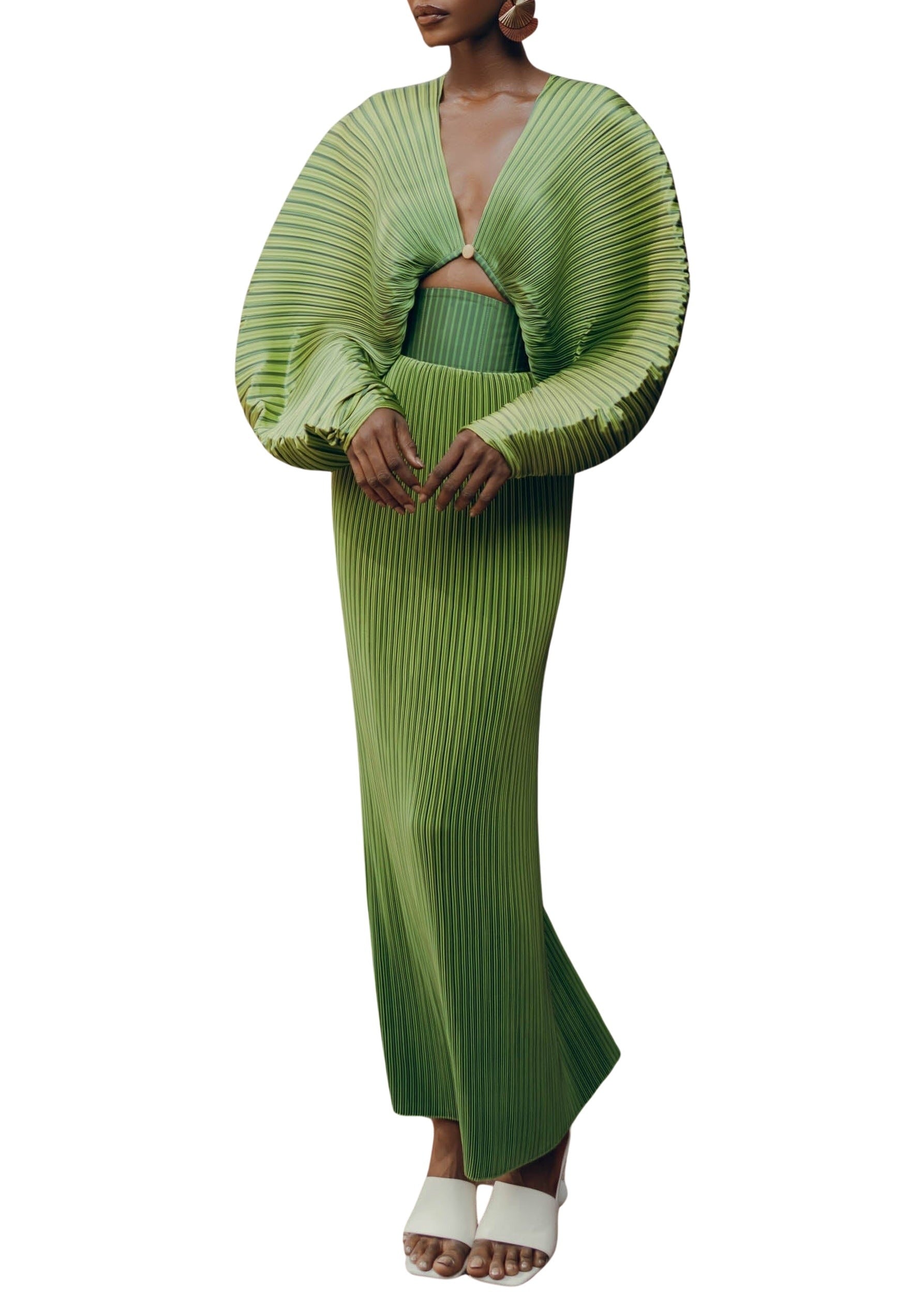 Balu sculptural pleated blouse - Emerald