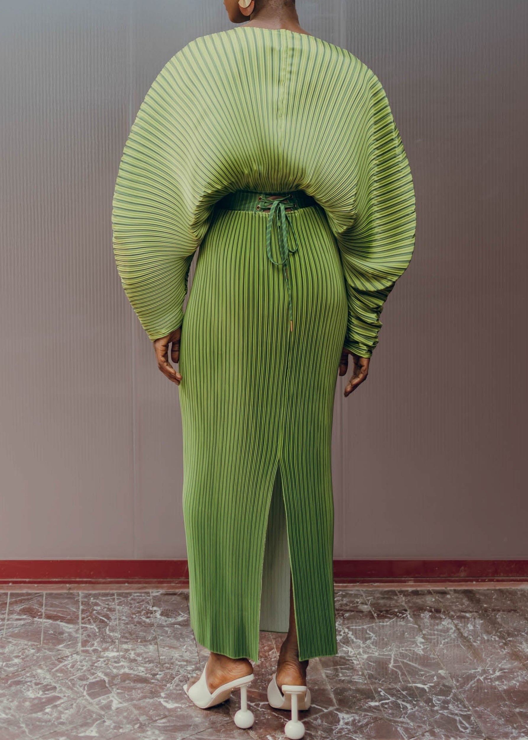 Balu sculptural pleated blouse - Emerald