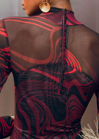 Loma bodysuit with printed stand-up collar - Corda Print