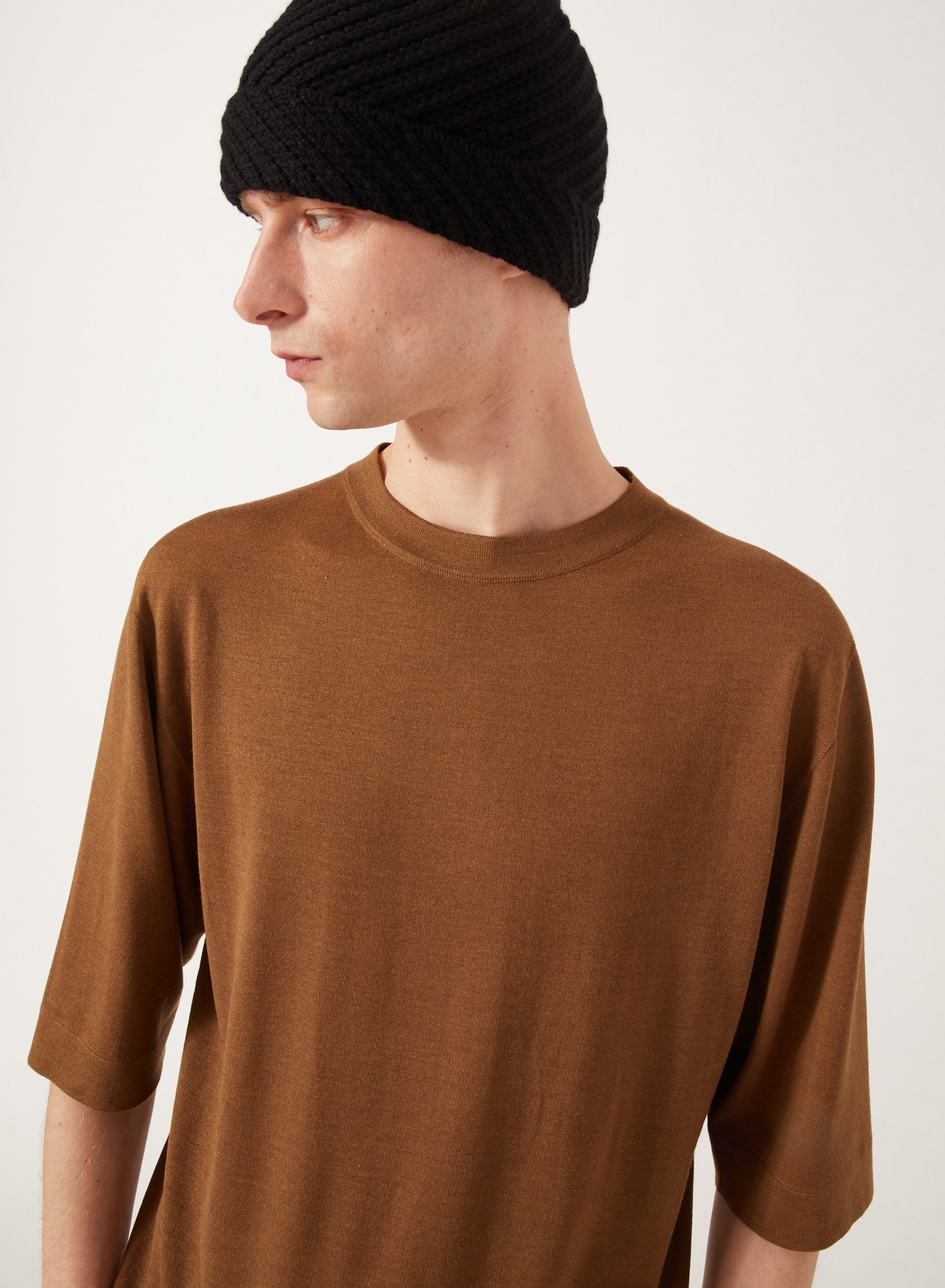 Vicuna_1QTY // T-shirt à bord-côte en laine - Vicuna