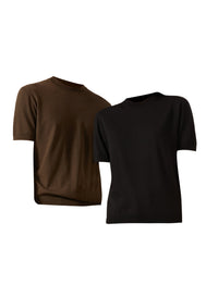 Black_1QTY // T-shirt à bord-côte en laine - Black