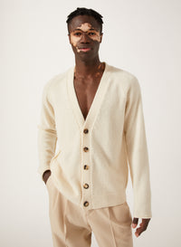 Ivory_1QTY // Gilet à boutons marbrés en laine - Ivory