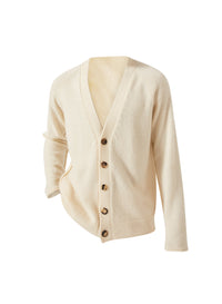 Ivory_1QTY // Gilet à boutons marbrés en laine - Ivory