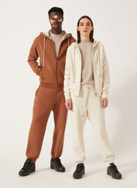 Ivory_1QTY // Pantalon de survêtement à bords-côtes en laine - Ivory