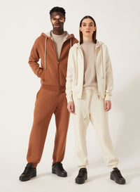 Ivory_1QTY // Gilet zippé à capuche en laine - Ivory