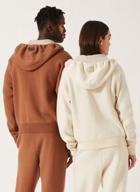 Ivory_1QTY // Gilet zippé à capuche en laine - Ivory