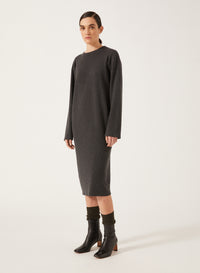 Charcoal Grey_1QTY // Robe droite zippée en laine - Charcoal Grey