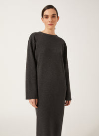 Charcoal Grey_1QTY // Robe droite zippée en laine - Charcoal Grey