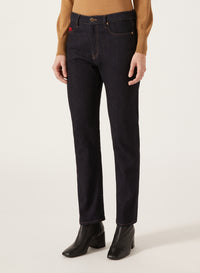 Blue_1QTY // Jean droit à surpiqûres contrastantes - Blue