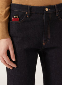 Blue_1QTY // Jean droit à surpiqûres contrastantes - Blue