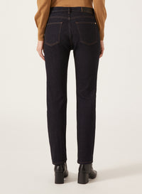 Blue_1QTY // Jean droit à surpiqûres contrastantes - Blue