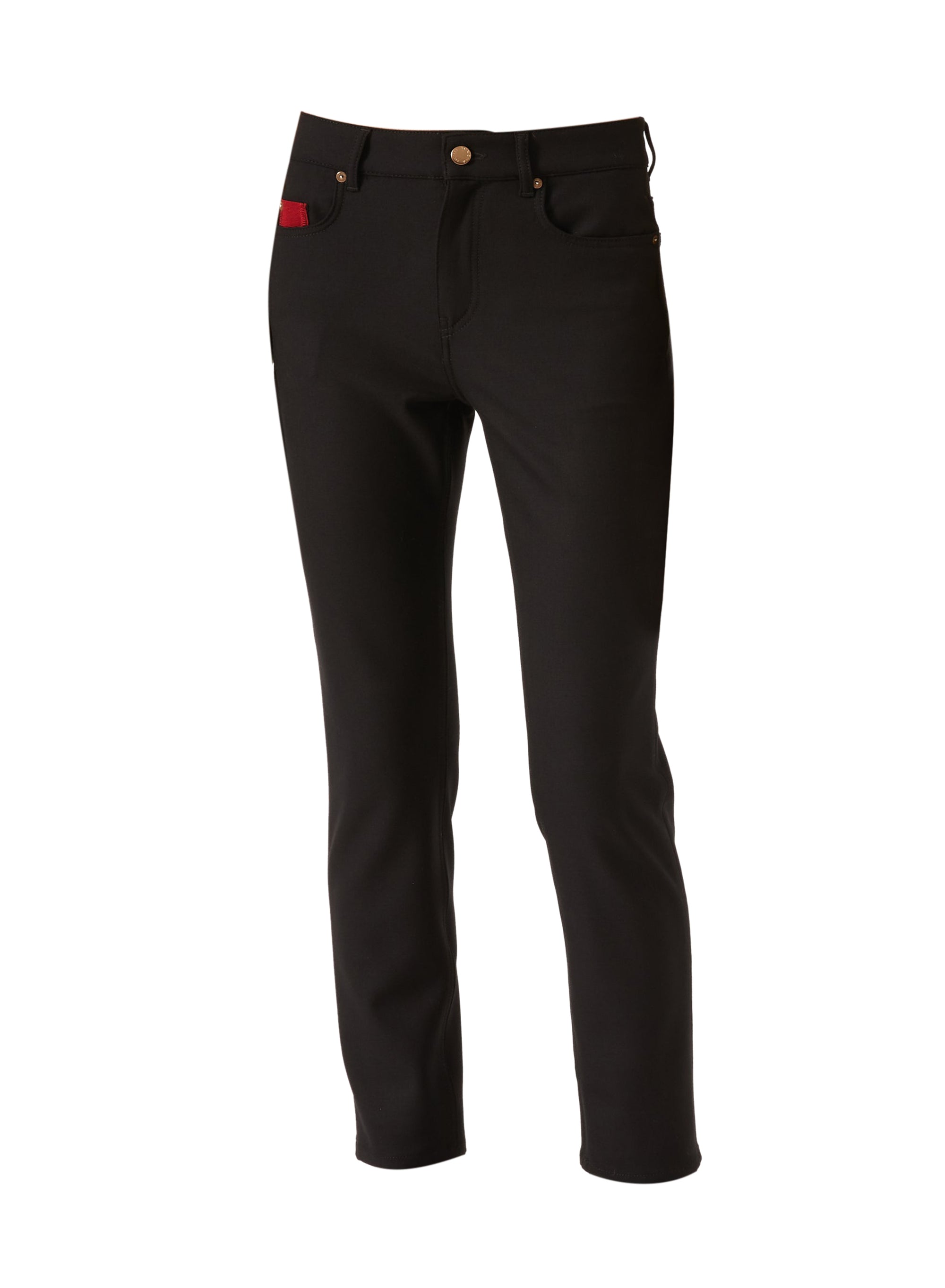 Black_1QTY // Pantalon slim à détail contrastant en laine - Black