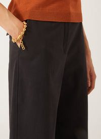 Black_1QTY // Pantalon taille haute coupe droite - Black