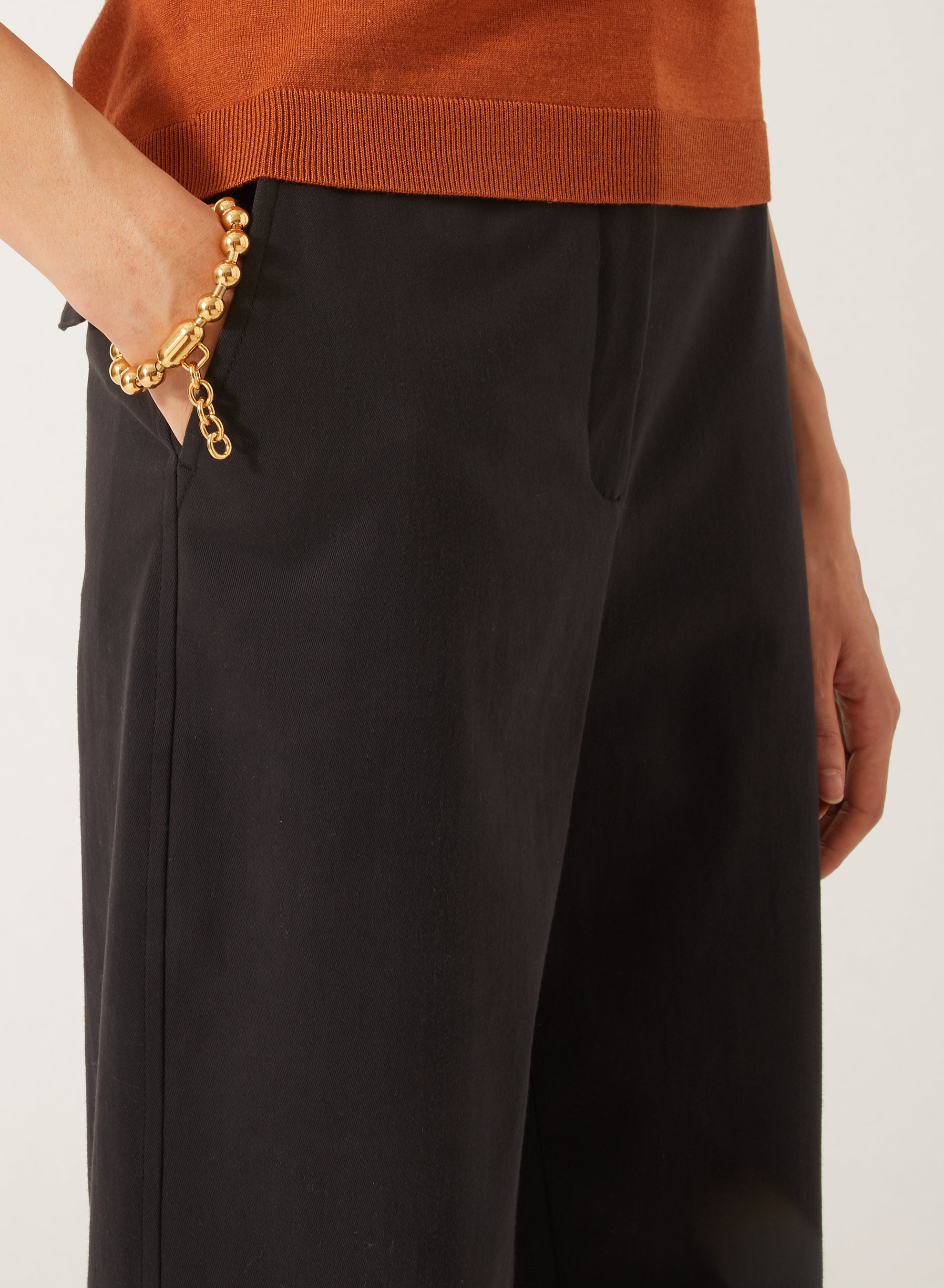 Black_1QTY // Pantalon taille haute coupe droite - Black