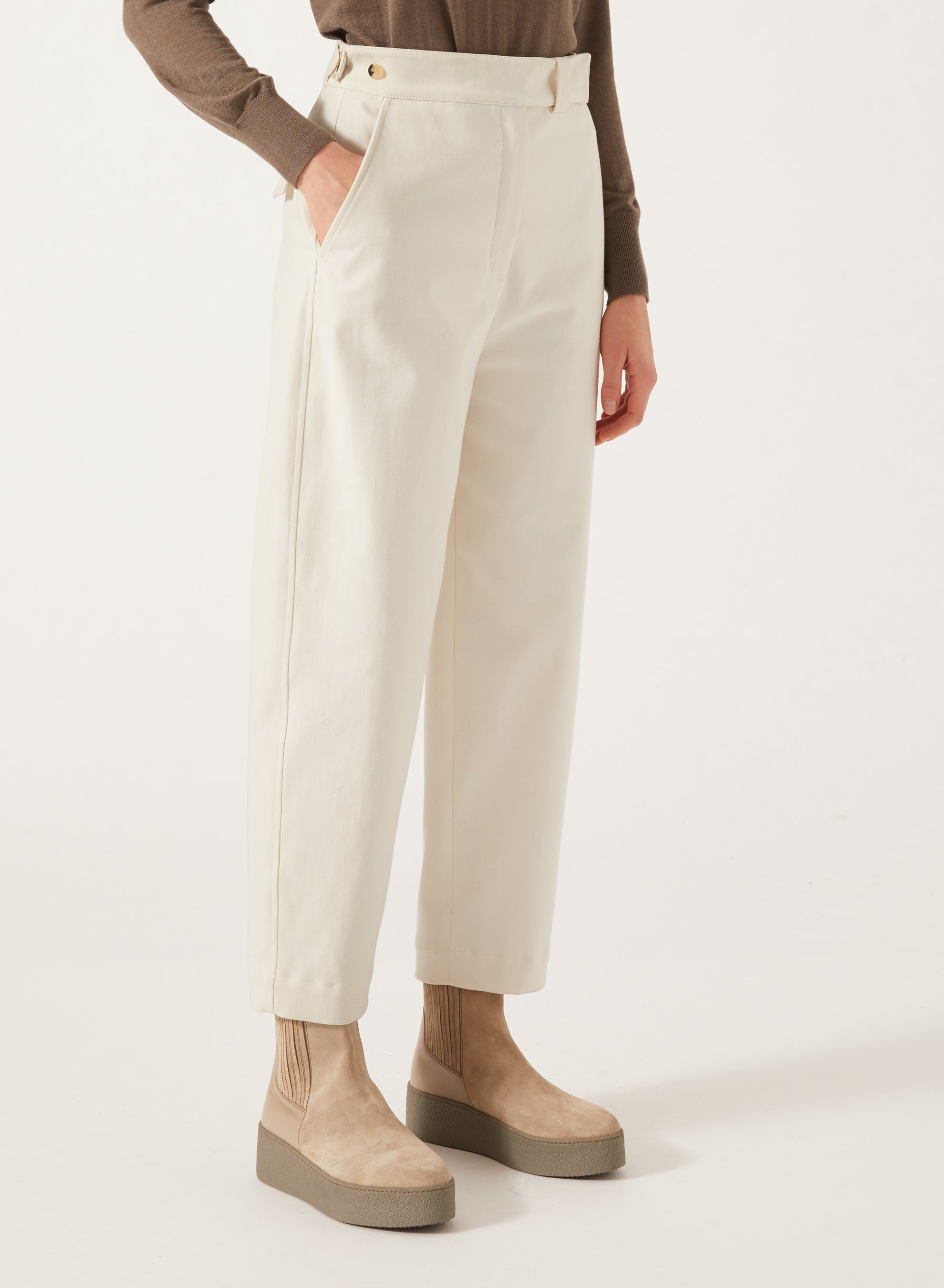 Ivory_1QTY // Pantalon taille haute coupe droite - Ivory