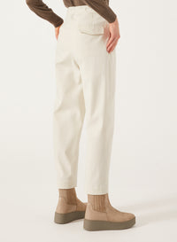 Ivory_1QTY // Pantalon taille haute coupe droite - Ivory