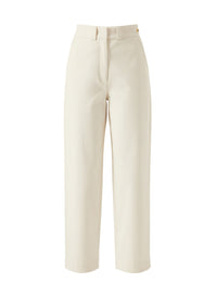 Straight-leg high-waisted trousers - Ivory