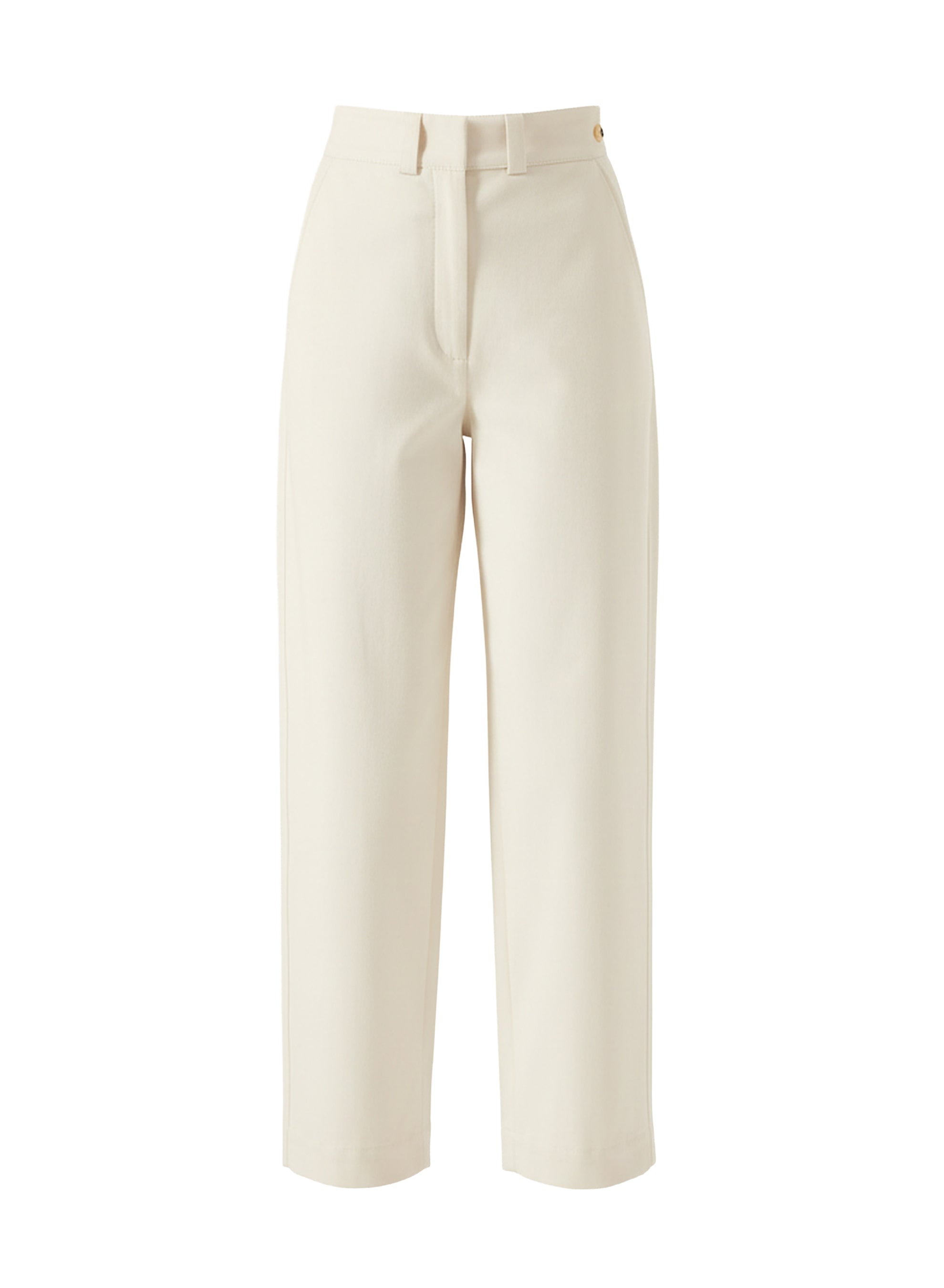 Straight-leg high-waisted trousers - Ivory