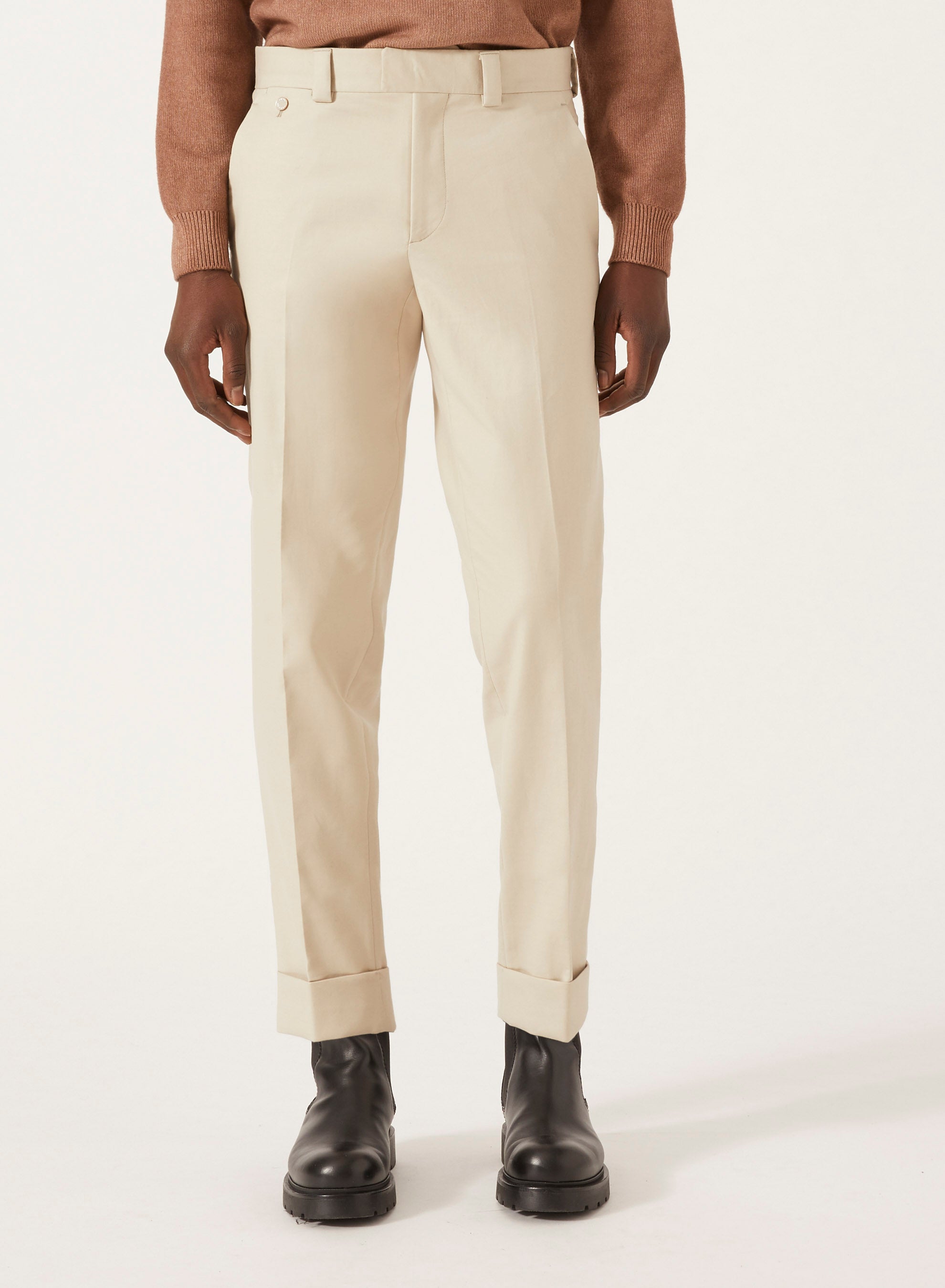 Stone_2QTY // Pantalon droit à plis marqués - Stone