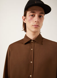 Caramel_1QTY // Chemise à boutons contrastants en laine - Caramel