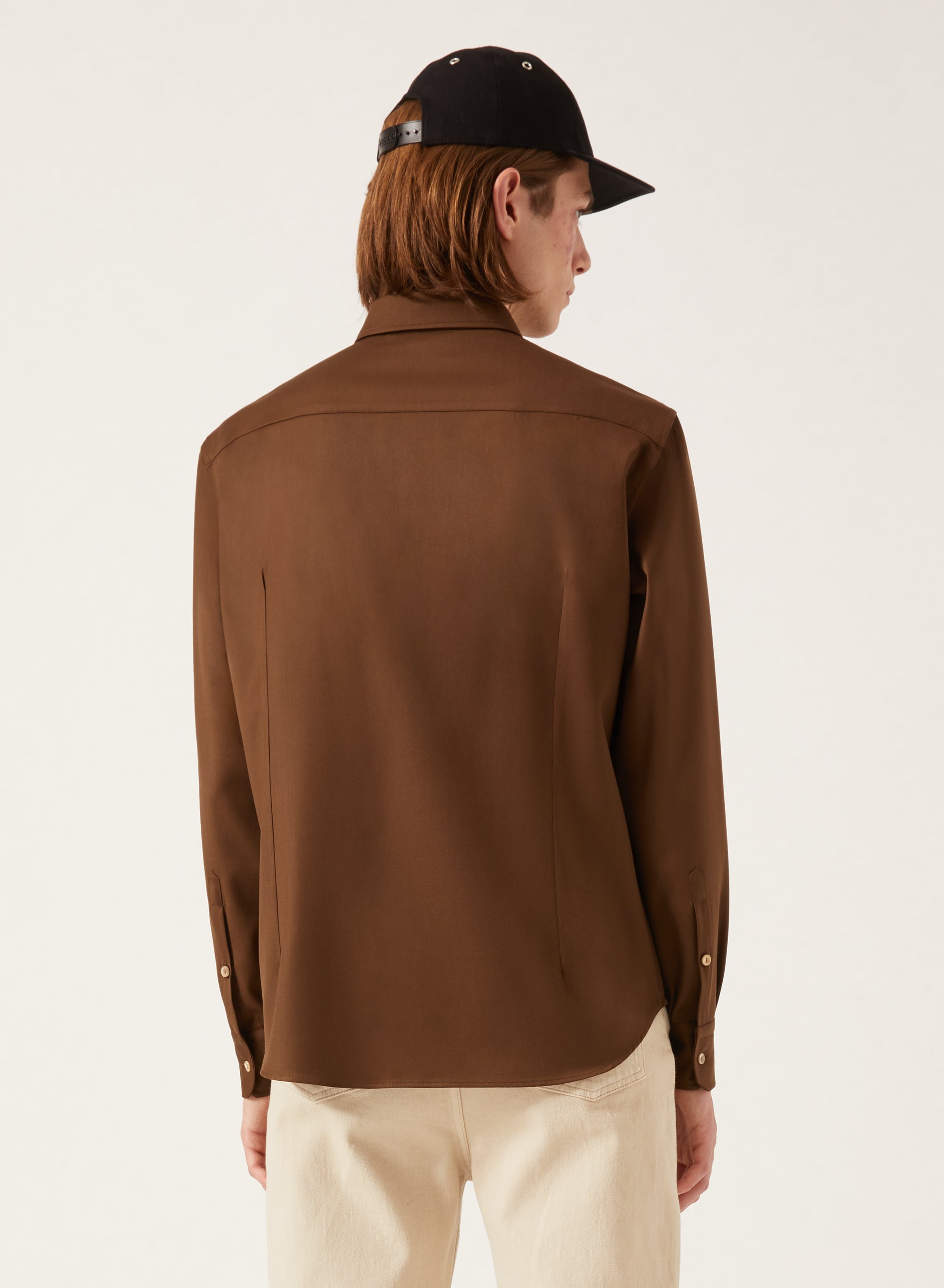 Caramel_1QTY // Chemise à boutons contrastants en laine - Caramel