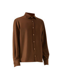 Caramel_1QTY // Chemise à boutons contrastants en laine - Caramel