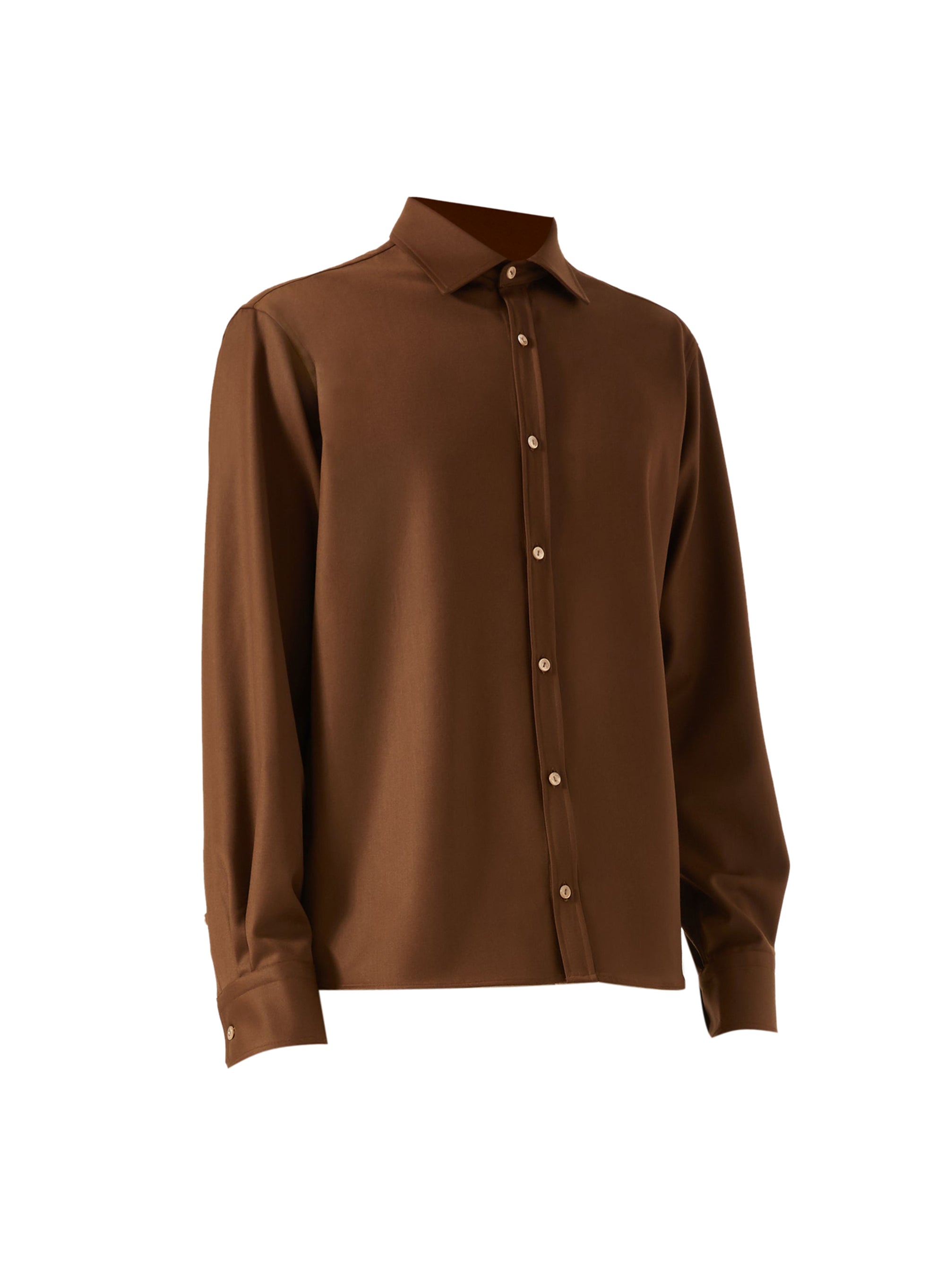 Caramel_1QTY // Chemise à boutons contrastants en laine - Caramel