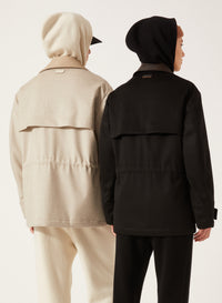 Black_2QTY // Parka col contrastant en laine - Black