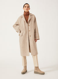 Stone_1QTY // Manteau long à effet chiné en laine - Stone