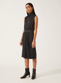 Dark Shadow_1QTY // Robe mi-longue col montant froncée - Dark Shadow