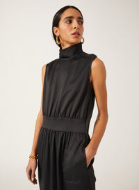 Dark Shadow_1QTY // Robe mi-longue col montant froncée - Dark Shadow