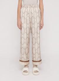 Snow_6QTY // Pantalon à motif chaînes en soie - Snow