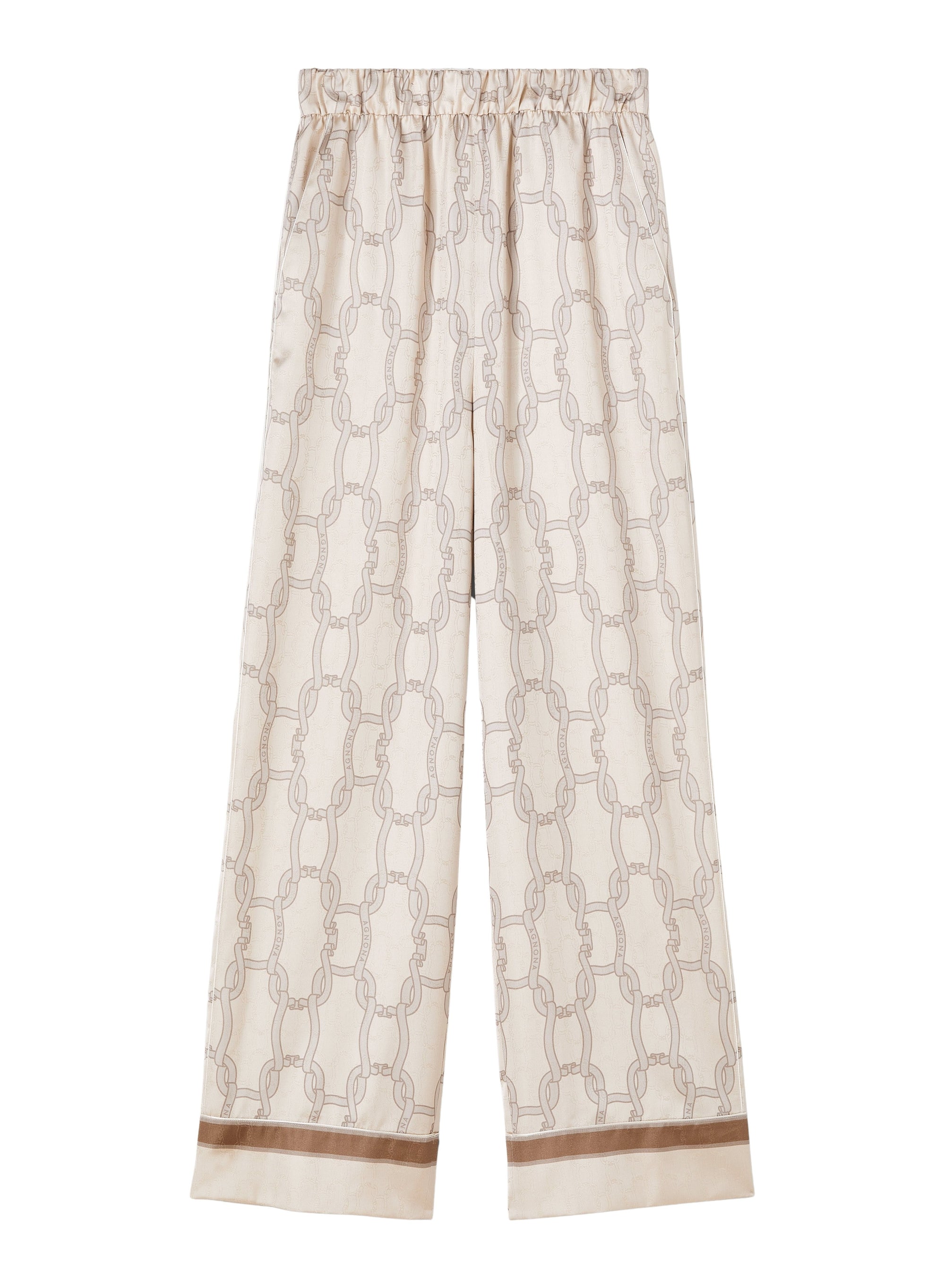 Snow_6QTY // Pantalon à motif chaînes en soie - Snow