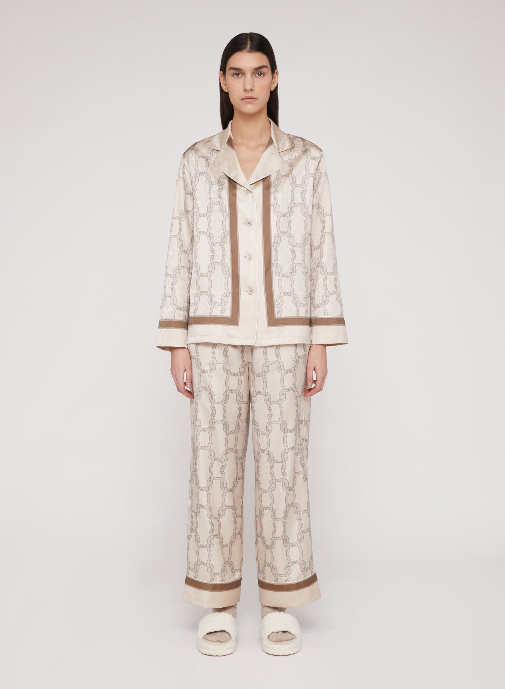 Snow_6QTY // Chemise à motif maillons entrelacés en soie - Snow