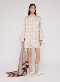 Snow_3QTY // Robe chemise à motif maillons entrelacés en soie - Snow