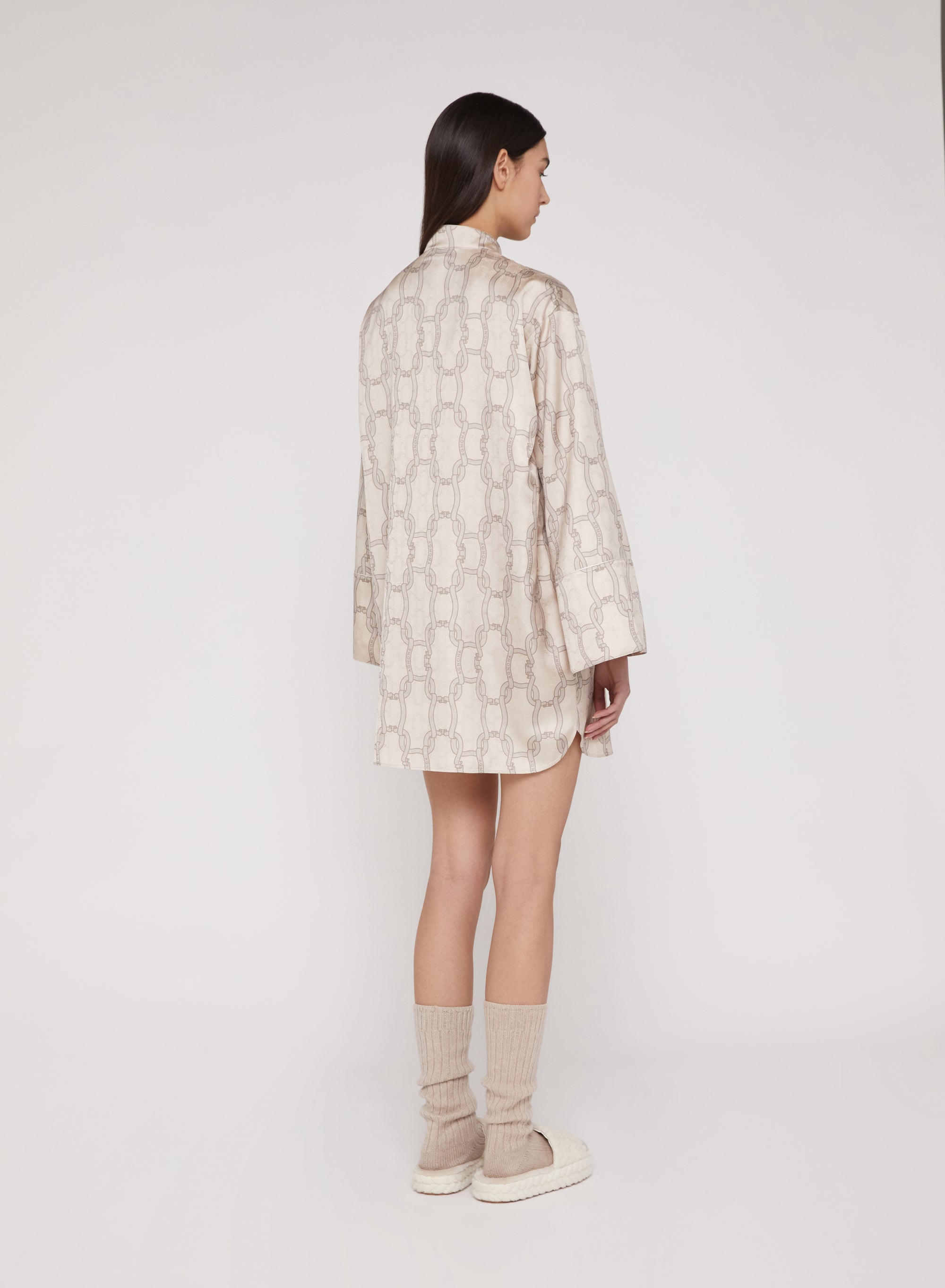 Snow_3QTY // Robe chemise à motif maillons entrelacés en soie - Snow