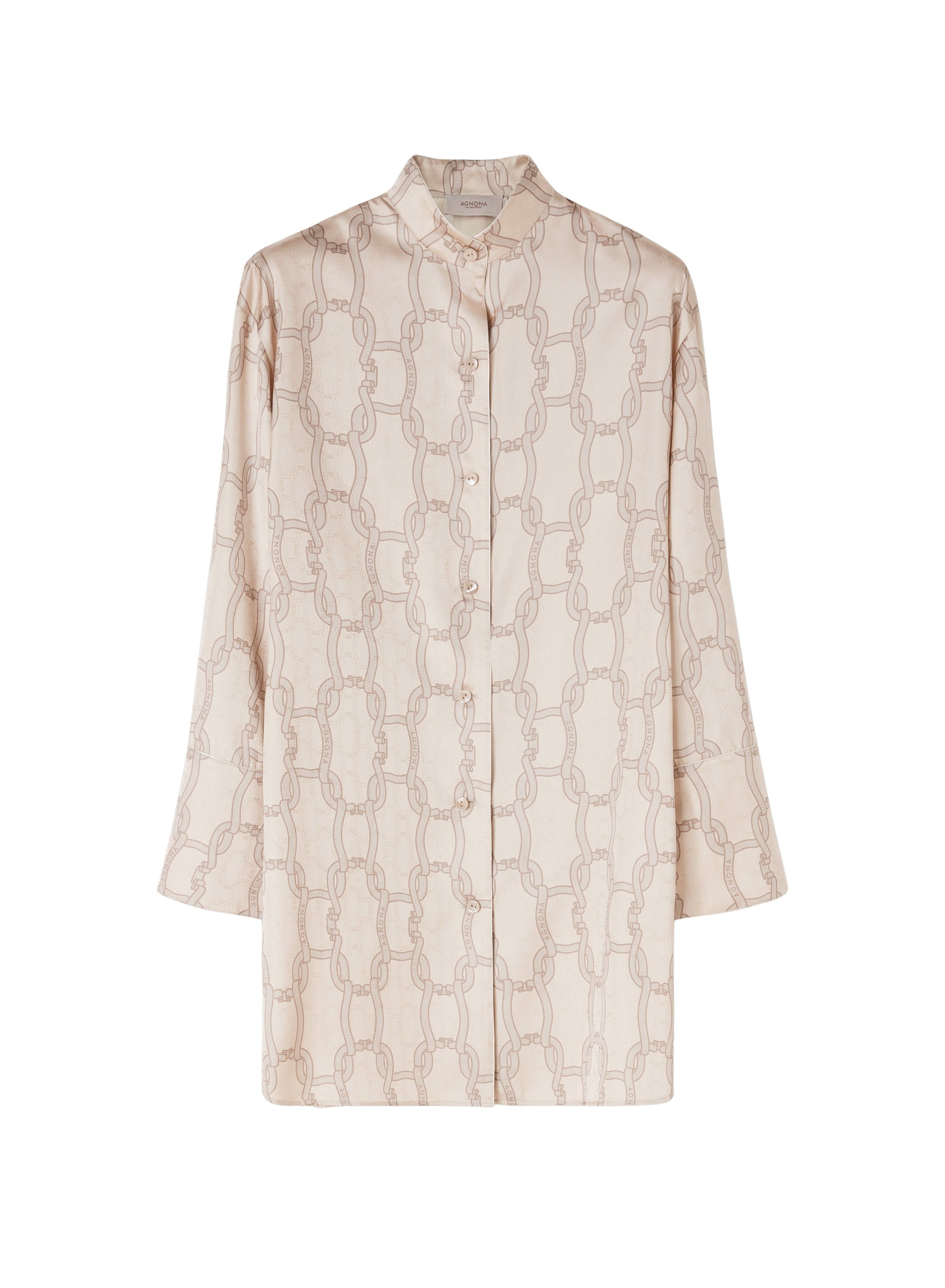 Snow_3QTY // Robe chemise à motif maillons entrelacés en soie - Snow