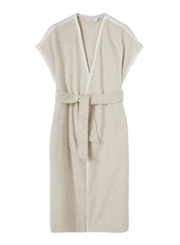 Albino_1QTY // Veste longe sans manches ceinturée en laine - Albino