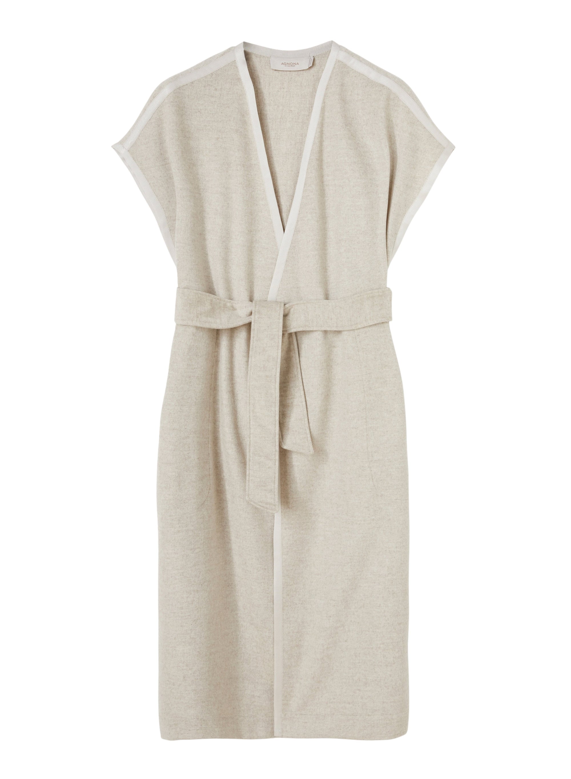 Albino_1QTY // Veste longe sans manches ceinturée en laine - Albino