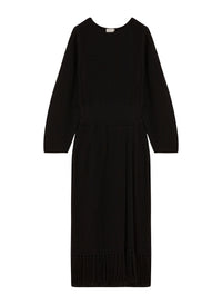 Robe longue à motif ondulé en laine - Black