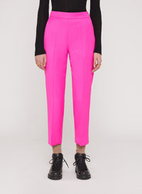 Fucsia_2QTY // Pantalon de tailleur court à pinces en laine - Fucsia
