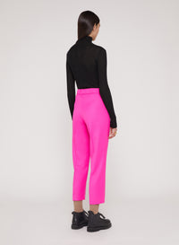 Fucsia_2QTY // Pantalon de tailleur court à pinces en laine - Fucsia