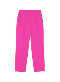 Fucsia_2QTY // Pantalon de tailleur court à pinces en laine - Fucsia