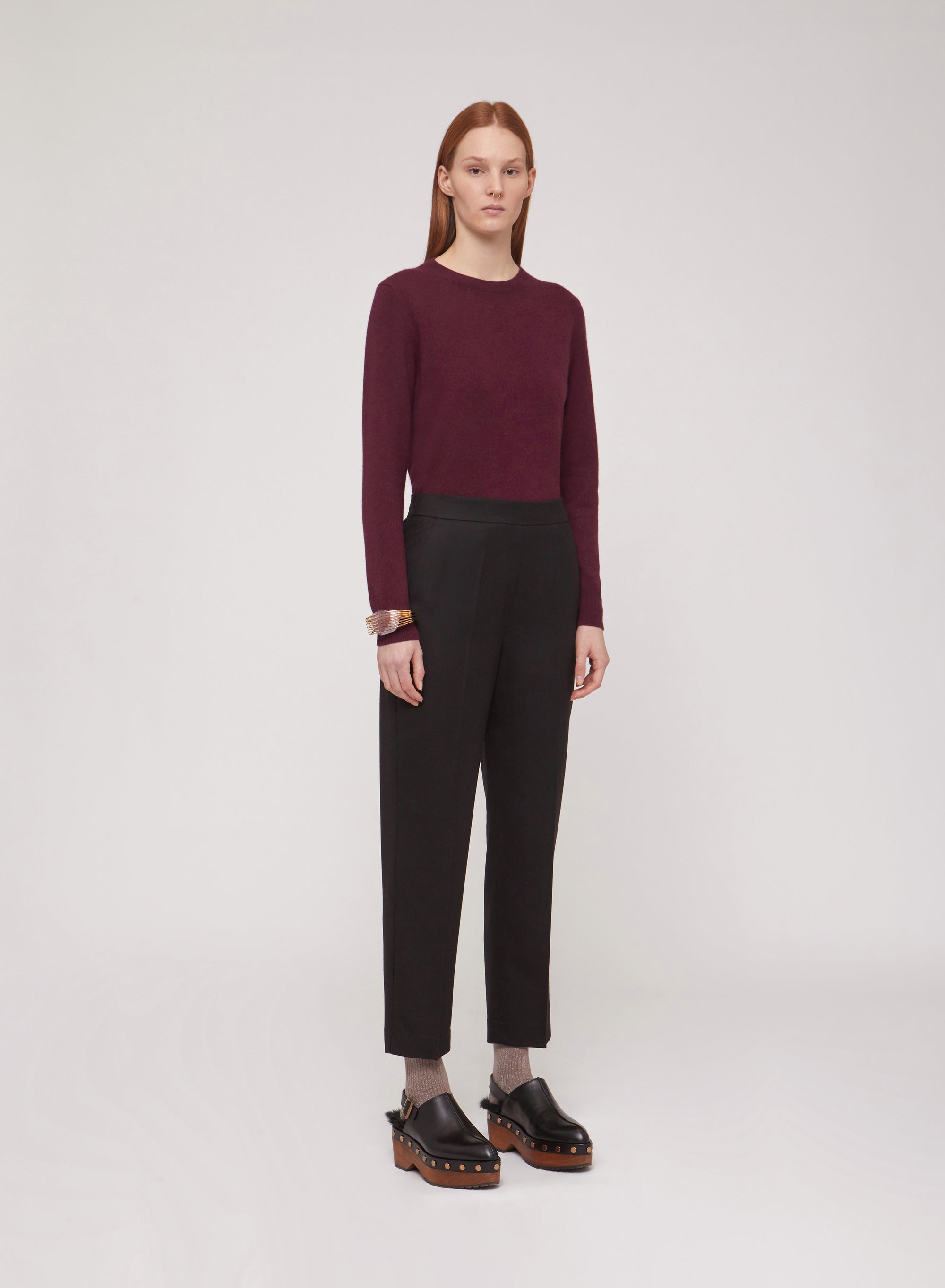Black_3QTY // Pantalon court coupe droite en laine - Black